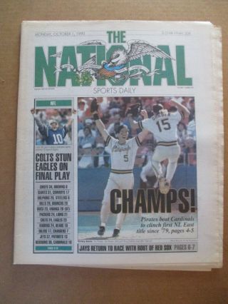 The National Sports Daily Newspaper Pittsburgh Pirates Win Nl East 10/1 1990