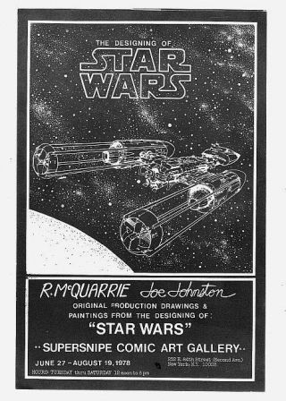 1978 5 " X 8 " Promotional Card For The Designing Of Star Wars Supersnipe Exhibit.