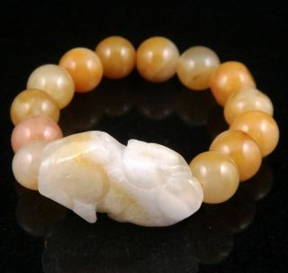 Ship From U.  S Yellow Jade Crafted Bracelet Bangle W/ Monster Pi - Xiu
