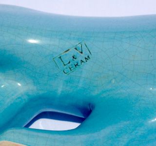 Mid Century,  large,  French ceramic Polar Bear in Ice Blue - L&V Ceram circa 1965 2