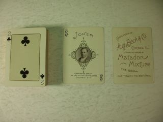 Rare Aug.  Beck & Co.  Pipe Tobacco Premium Playing Cards 1896 Complete Deck 7