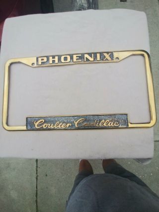 Vintage Coulter Cadillac,  Gold Metal License Plate Frame,  Phoenix Dealership