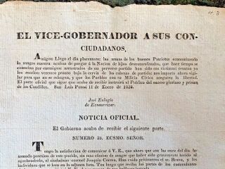 1828 Bando Reported On The Takeover Of Tulancingo In San Luis Potosí,