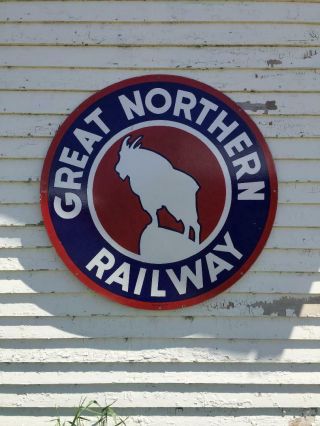 Great Northern Railway Railroad Porcelain Enamel Sign 42 Inch