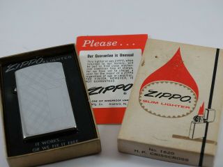 Vintage 1972 Zippo Slim Lighter No 1620 H.  P.  Crisscross