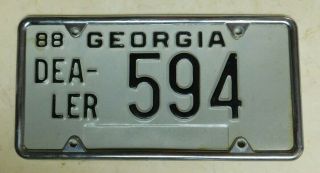 1988 Georgia Dealers License Plate With Metal Frame