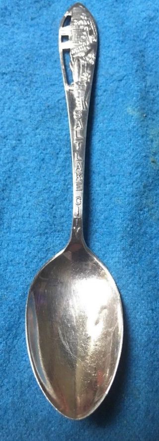 4” Antique Salt Lake City Souvenir Spoon - Sterling Silver Vintage Collectors