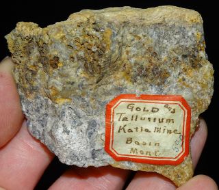 Mw: Native Gold And Tellurium In Quartz - Katie Mine,  Basin,  Montana -