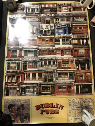 Rare Vintage Dermot Kelly Dublin Pubs Ireland Irish Pub Trail Poster