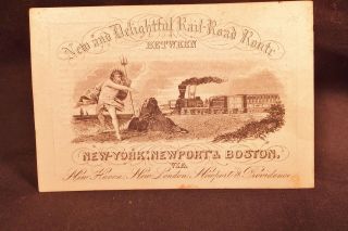 1865 Railroad Trade Card York - Newport Boston Haven London Providence