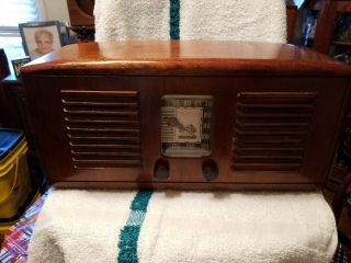 1942 Rca Victor Model 55x Wooden Tube Radio - Nipper Horn Speaker Logo - Stellar