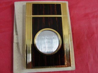 S.  T.  DUPONT FRANCE CIGAR CUTTER GOLD PLATED & BROWN LACQUER W/FELT CASE 2