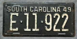 South Carolina.  1949.  License Plate.
