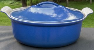 Le Creuset Enameled Cast Iron 28 Blue Oval Dutch Oven With Lid Made In France