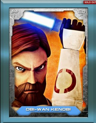 Star Wars Topps Card Trader Digital Obi - Wan Kenobi Clone Wars Gilded Animated