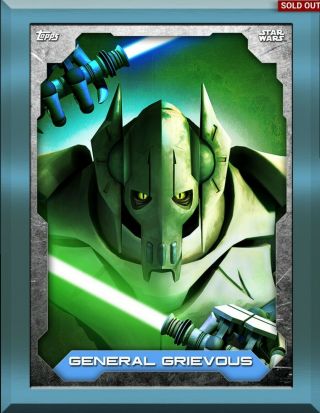 Star Wars Topps Card Trader Digital General Grievous Clone Wars Gilded Animated