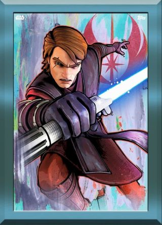 Star Wars Topps Card Trader Digital Anakin Skywalker Clone Wars Gilded Animated