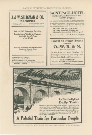1911 Union Pacific Railroad Ad Los Angeles Limited Train Railway Electric Light