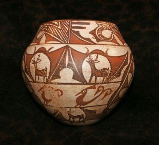 Outstanding Historic Zuni " Deer In The House " Medium Size Olla 7 " D X6 " H
