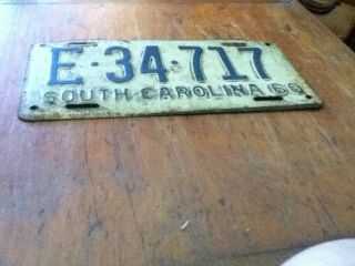 Vintage License Plate Tag South Carolina SC E 34 717 1960 Rustic $4 Combine Ship 4