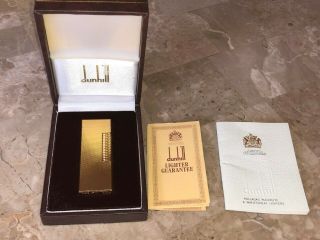 Dunhill Rollagas Barley Pattern Gold Plated ' 70 Lighter Serviced 2