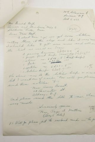 1933 Lamson Goodnow Mrs Page G Mattice Delmar Ny Handwritten Letr Ephemera P937f
