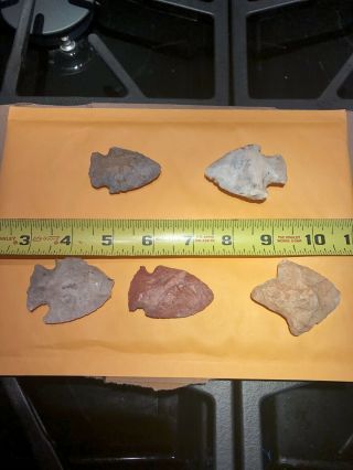 5 Rare Authentic Indian Artifacts.  Rocks From Missouri.  Arrowheads