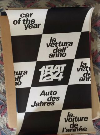 Fiat 124 Car Of The Year Award.  Italian Poster 2490.  Black And White