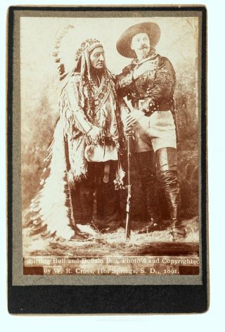 1891 Buffalo Bill Cody & Sioux Indian Chief Sitting Bull Cabinet Card Photograph