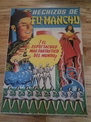 Fu Manchu Dancing Girls Magic Poster With Skeletons Inscribed/signed