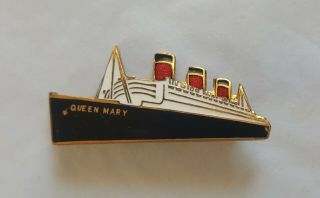 Vintage Rms Queen Mary Cunard White Star Ocean Liner Stratton Enamel Pin