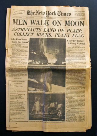 York Times - Men Walk On The Moon,  Apollo 11 July 21,  1969 Armstrong,  Aldrin
