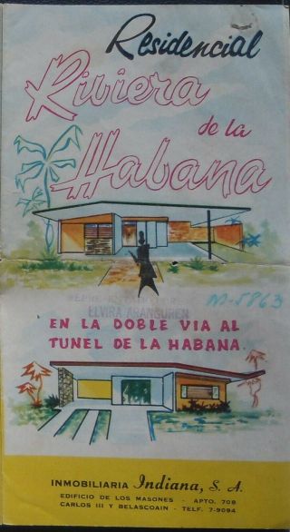 Cuba 1940/1950s Havana Advertising Brochure " Residencial Riviera " Real Estate