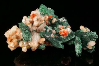 AESTHETIC Chalcotrichite in Calcite on Malachite after Azurite TSUMEB - Ex.  Flynn 9