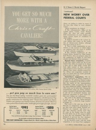 1959 Chris Craft Boat Ad Cavalier Cruiser Custom Sports Utility Boating Vintage