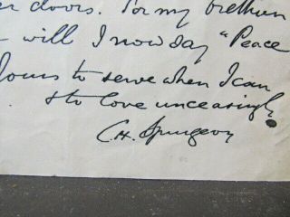 1891 hand written & autographed letter by Baptist preacher Charles Spurgeon 9