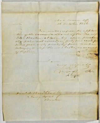 Commodore John Rodgers - Stampless Letter Signed 1836