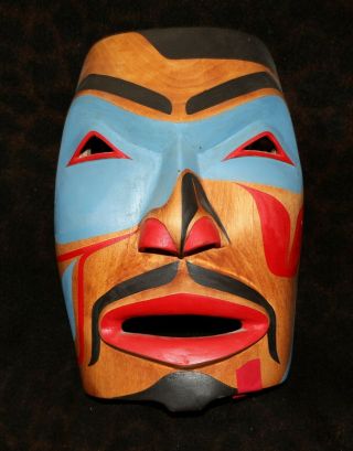 Nw Coast Tsimsian/cree Carved & Painted Wood Singing Shaman Mask 10 1/4 " H (1984)