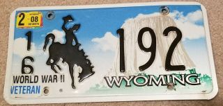 Wyoming 2008 Embossed License Plate World War Ii Veteran Plate