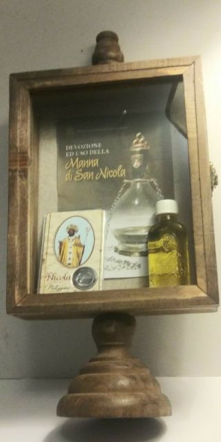 San Nicola Manna & Oil From Lamp Of The Tomb Manna Card Holy Relic Display