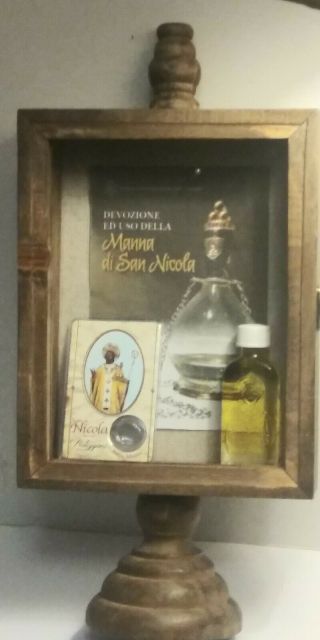 SAN NICOLA MANNA & OIL FROM LAMP OF THE TOMB MANNA CARD HOLY RELIC DISPLAY 4