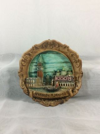 Vintage 3d Venezia Saint Marco Pottery Souvenir 4” Plaque Wall Decor