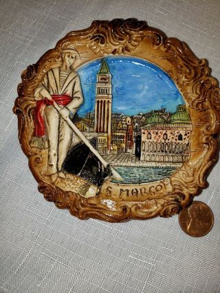Vintage 3d Cast & Paint Plaque San Marco Square Venice Italy Restored Souvenir