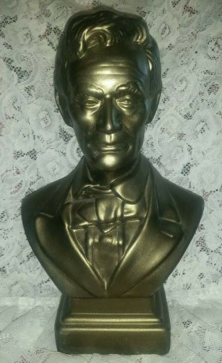 Abraham Abe Lincoln Bust Us President Figurine Plaster Statue Pewter Color