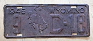 1946 Wyoming Auto Dealer License Plate " 9 D 18 " Wy 46 Ready For Restoration
