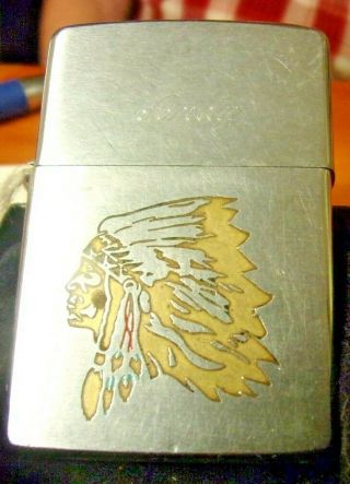 1976 Vintage Zippo Lighter Native American Fa Ce Profile Monogram " Andy "