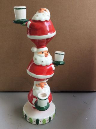 Vintage Stacked Santas Candle Holder Tiered Christmas Holt Howard 1958 Totem