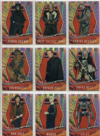 Star Wars Finest 2018 Complete 20 Card Chase Set Solo A Star Wars Story