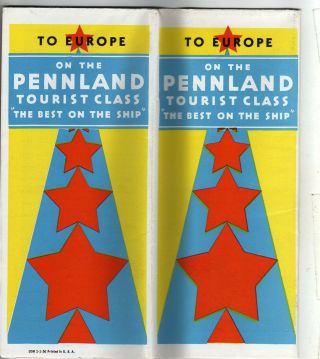 1936 Ss Pennland Red Star Line Europe Brochure