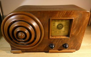 Emerson Art Deco Bullseye Wood Tube Radio Ax - 212 Cabinet/dial/back Only